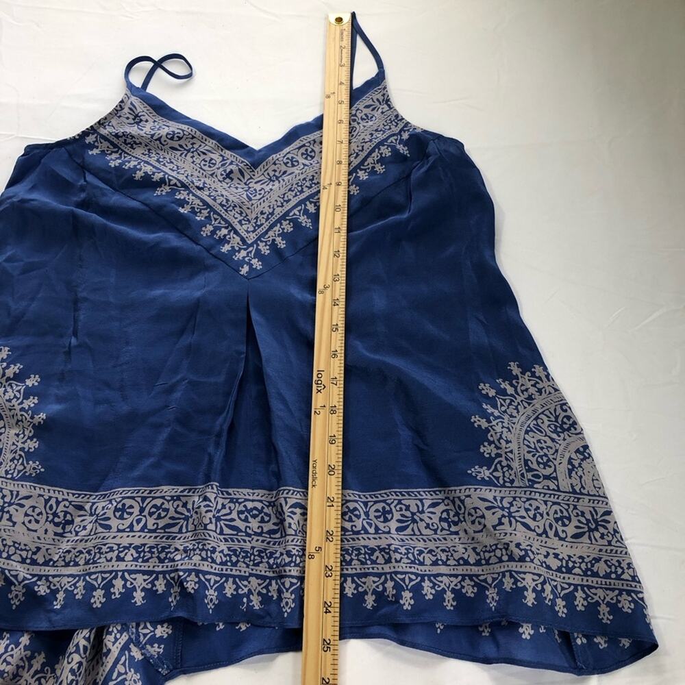 Anthropologie blue moonset asymmetrical handkerchief v neck tank top silk sz 4 - Picture 7 of 11
